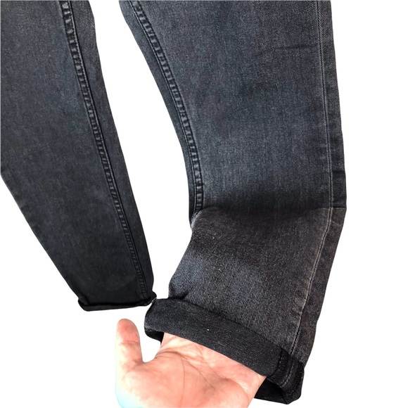 UO BDG Boyfriend Slim Fit Cropped Rolled Hem High Rise Denim Mom Jeans Black 26 - Picture 7 of 10